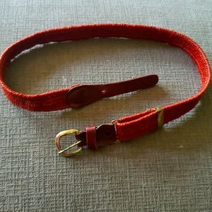 Vintage Woven Belt with Leather Accents